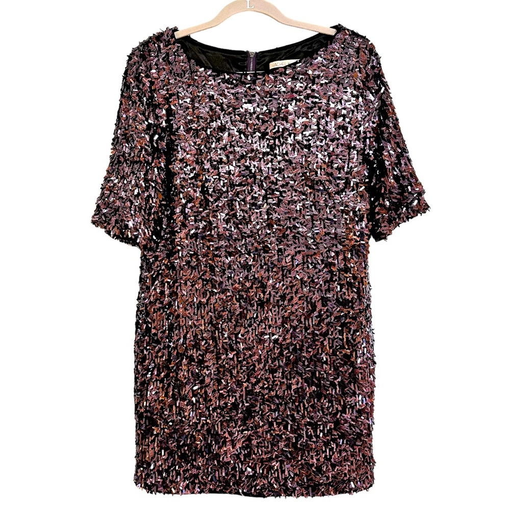 RACHEL Rachel Roy deep purple rectangle sequined cocktail mini dress, size 10